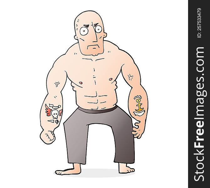 freehand drawn cartoon tough man