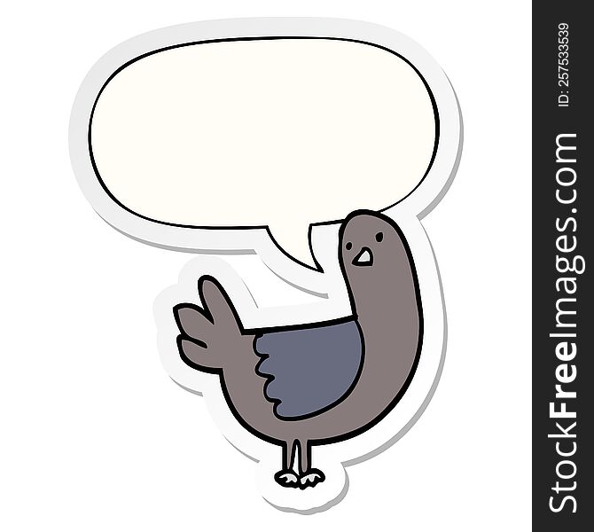 cartoon pigeon with speech bubble sticker. cartoon pigeon with speech bubble sticker