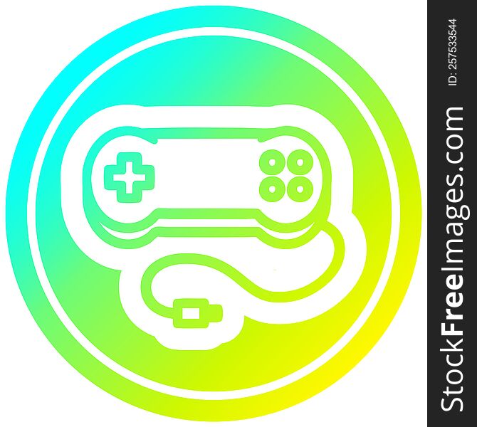 console game controller circular icon with cool gradient finish. console game controller circular icon with cool gradient finish