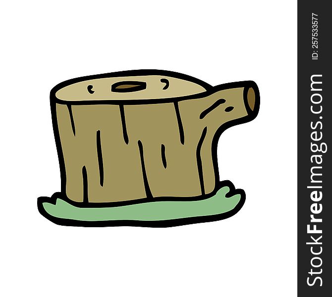cartoon doodle tree log