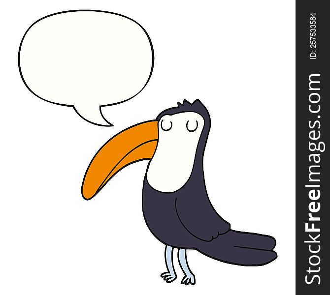 Cartoon Toucan And Speech Bubble