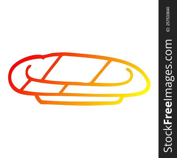 warm gradient line drawing of a cartoon striped plate