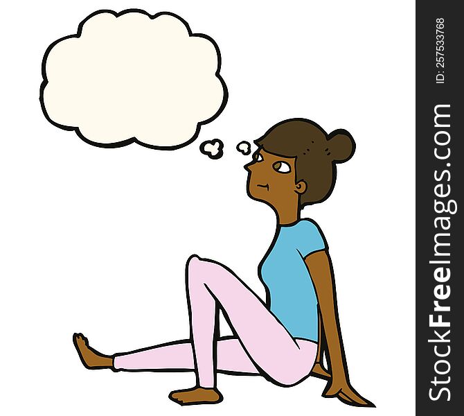 Cartoon Woman Sitting With Thought Bubble