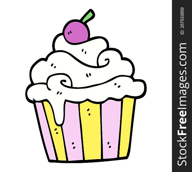 hand drawn doodle style cartoon cup cake