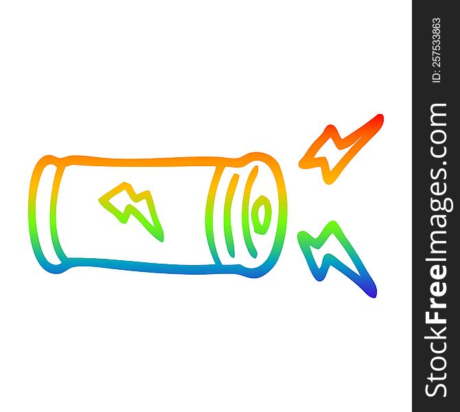 Rainbow Gradient Line Drawing Cartoon Electric Battery