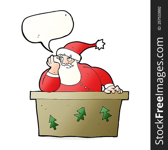 Cartoon Bored Santa Claus With Speech Bubble