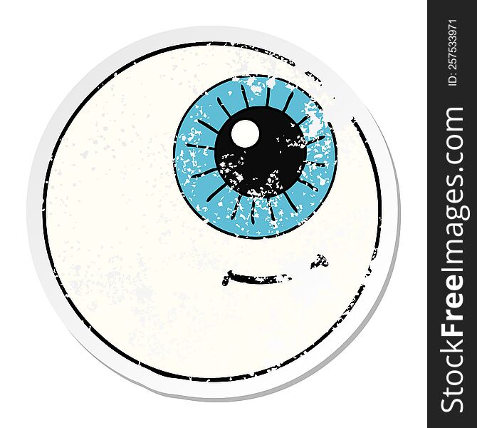 Distressed Sticker Of A Cartoon Eyeball