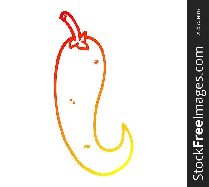 warm gradient line drawing of a cartoon chilli pepper