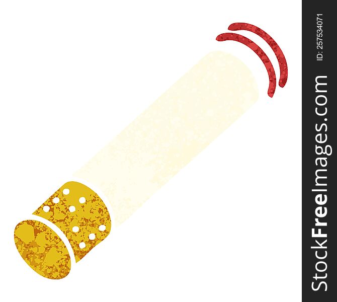 retro illustration style cartoon of a cigarette stick