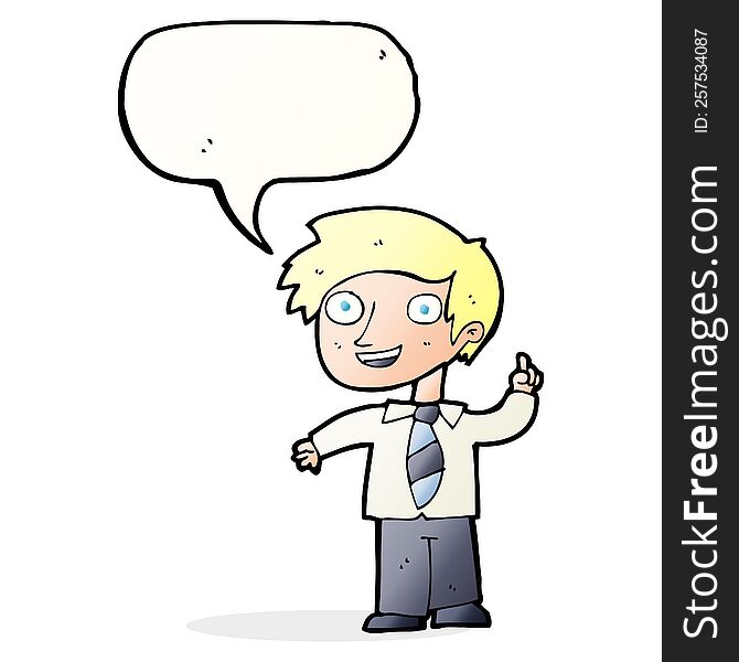 Cartoon School Boy With Idea With Speech Bubble