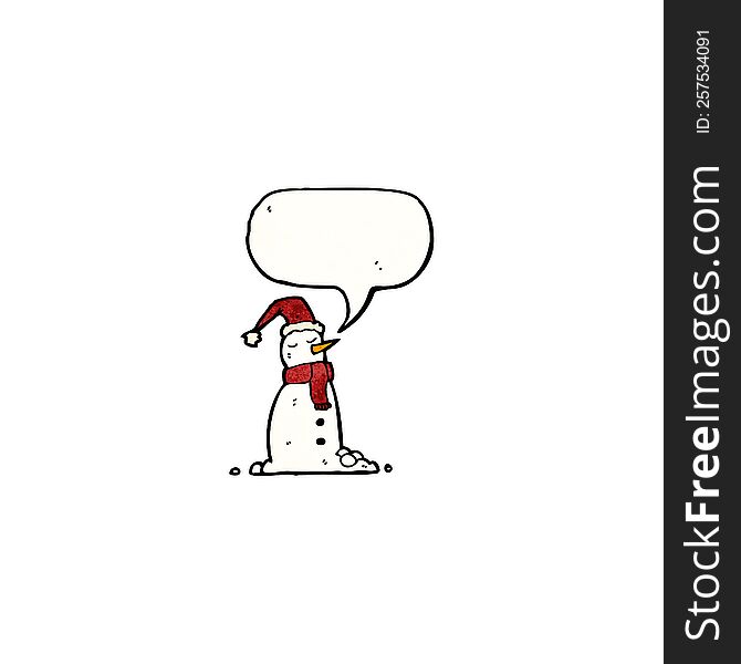 Cartoon Snowman With Speech Bubble