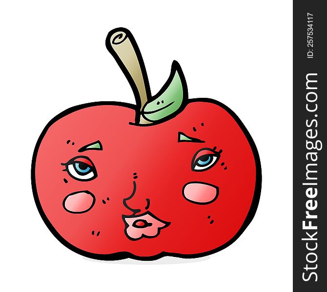 cartoon apple with face