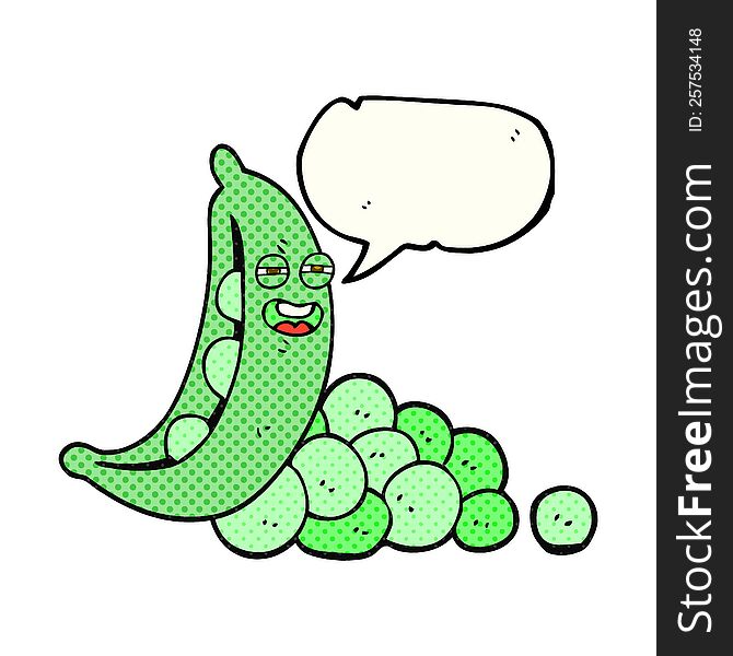 freehand drawn comic book speech bubble cartoon peas in pod