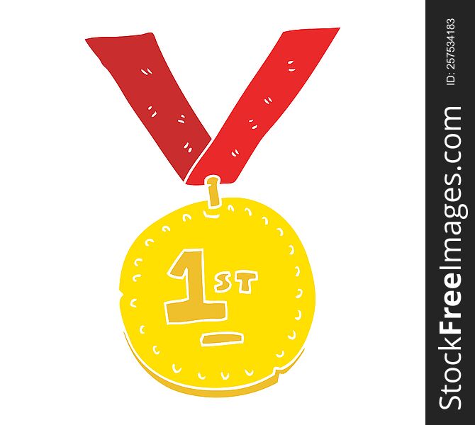 flat color illustration of first place medal. flat color illustration of first place medal