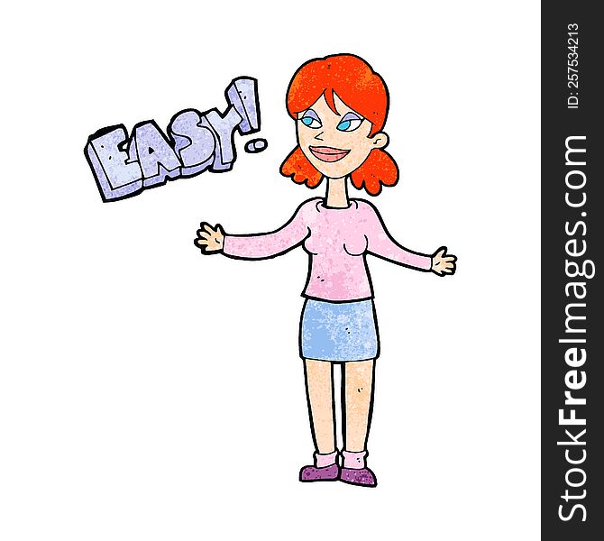 cartoon woman saying easy