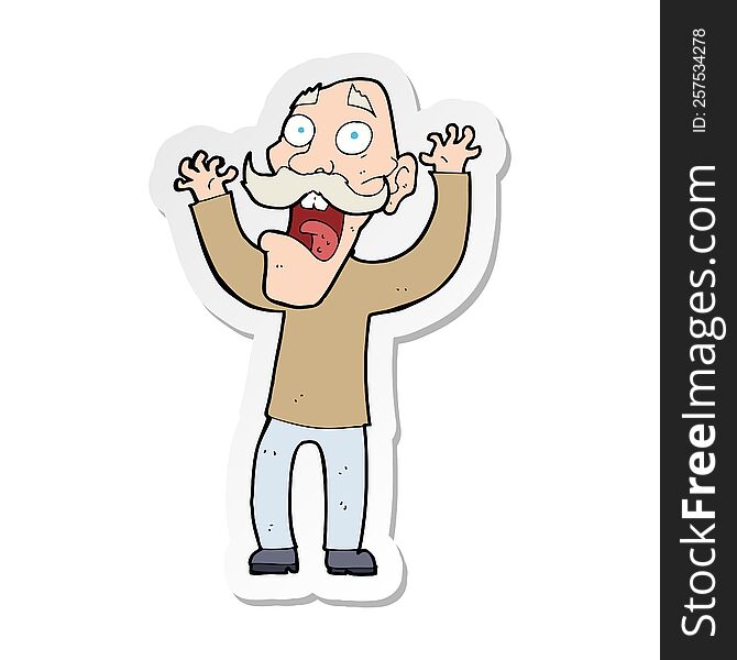 sticker of a cartoon old man getting a fright