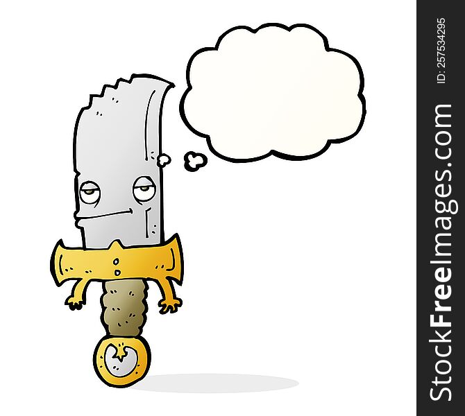 Knife Cartoon Character With Thought Bubble