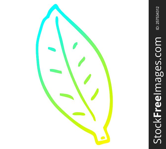 cold gradient line drawing of a cartoon leaf