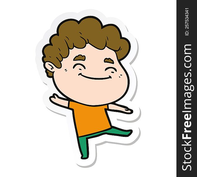 sticker of a cartoon friendly man