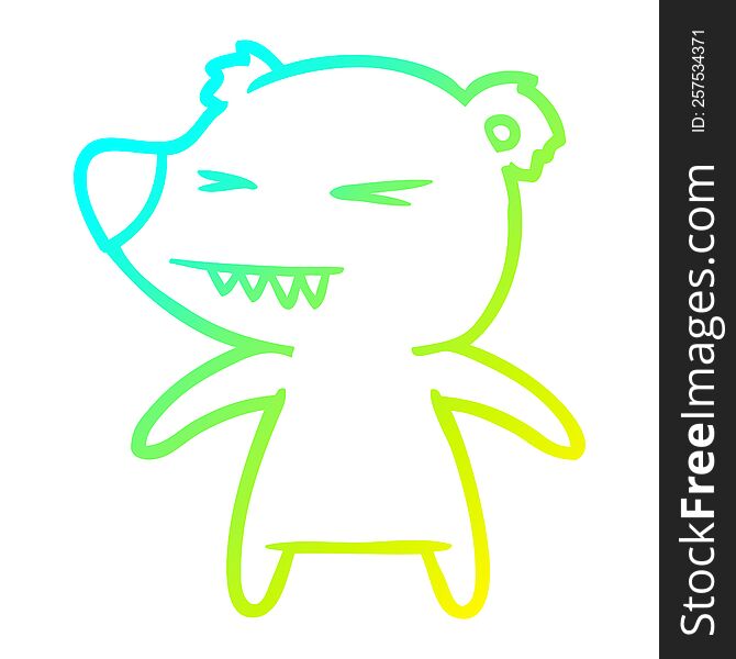 Cold Gradient Line Drawing Angry Bear Cartoon