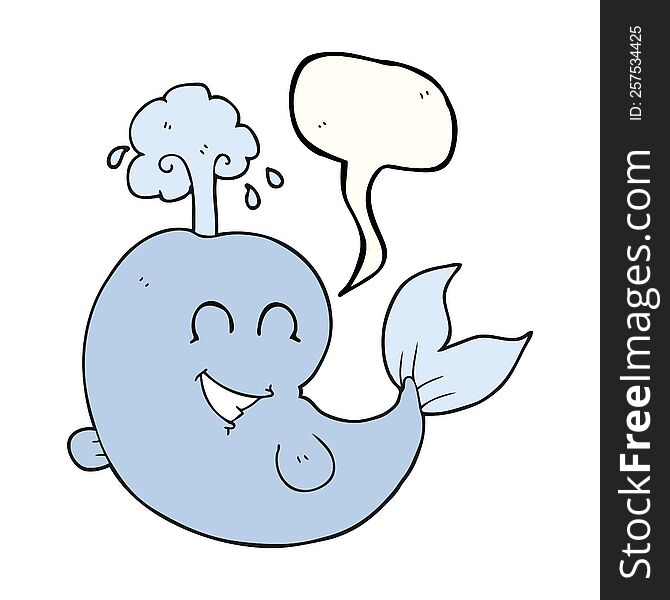 freehand drawn speech bubble cartoon whale spouting water