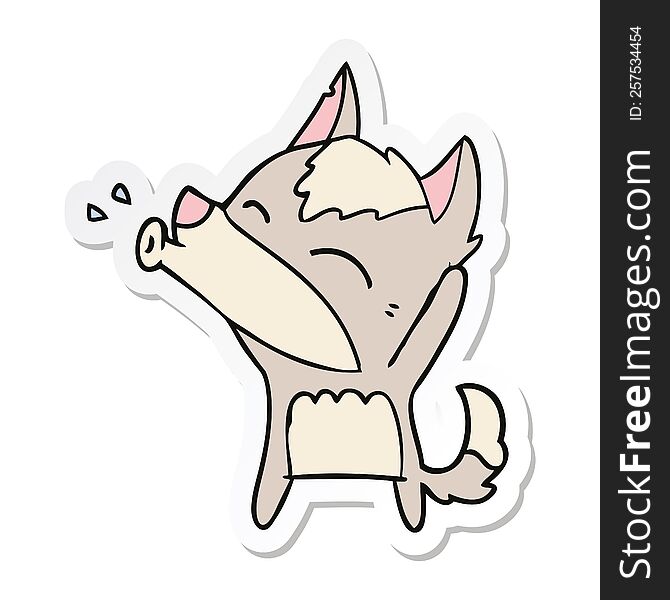 Sticker Of A Howling Wolf Cartoon