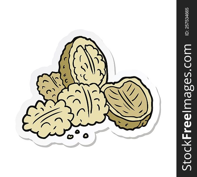 sticker of a cartoon walnuts