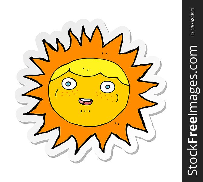 Sticker Of A Sun Cartoon Character