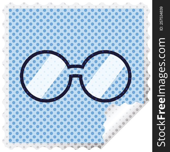 spectacles graphic square sticker stamp. spectacles graphic square sticker stamp