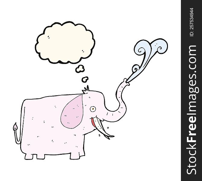 cartoon happy elephant with thought bubble