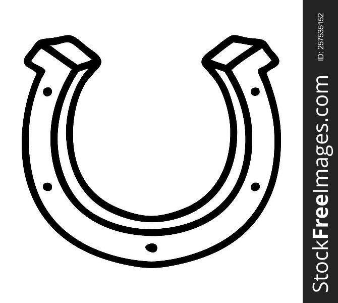 black line tattoo of a horse shoe