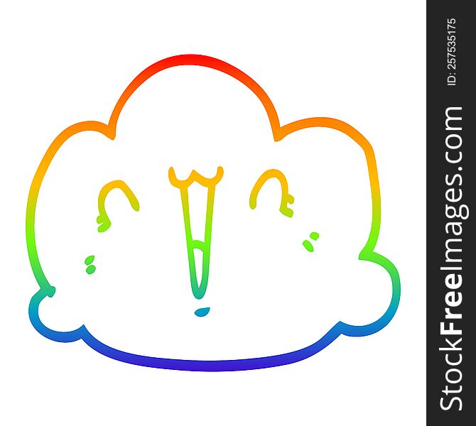 rainbow gradient line drawing of a happy cloud cartoon