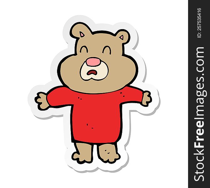 sticker of a cartoon unhappy bear