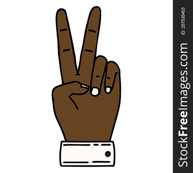 Peace Symbol Two Finger Hand Gesture Illustration