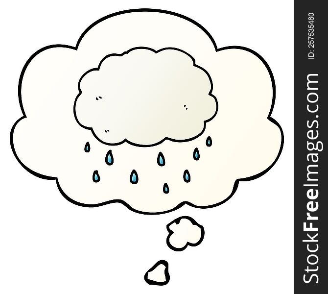 Cartoon Rain Cloud And Thought Bubble In Smooth Gradient Style