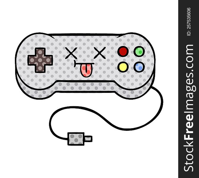 comic book style cartoon of a game controller