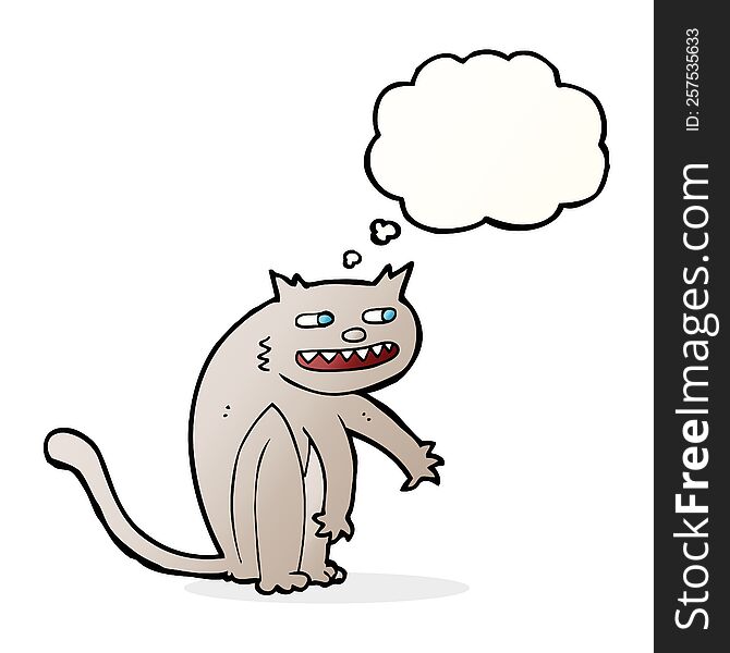Cartoon Happy Cat With Thought Bubble