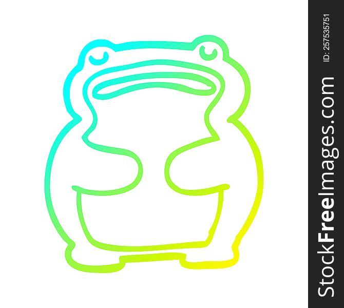 Cold Gradient Line Drawing Funny Cartoon Frog