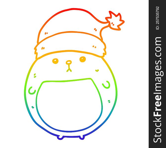 rainbow gradient line drawing of a cute cartoon christmas bear