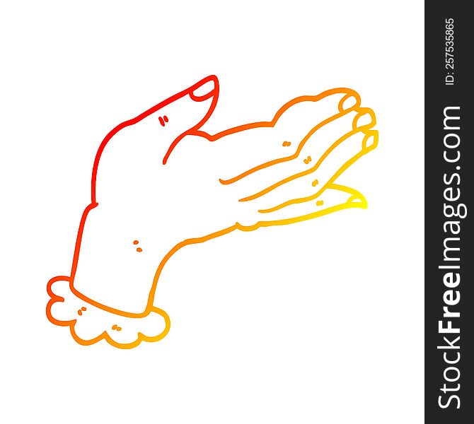 warm gradient line drawing of a cartoon hand