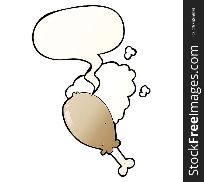 Cartoon Chicken Leg And Speech Bubble In Smooth Gradient Style