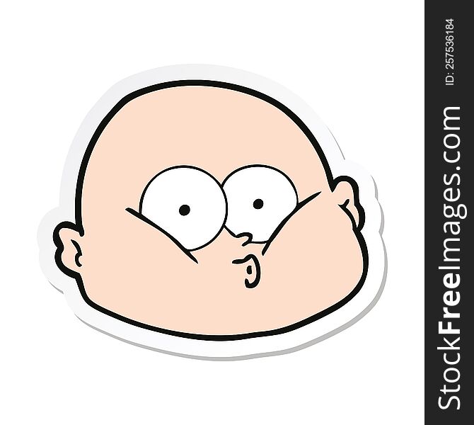 sticker of a cartoon curious bald man