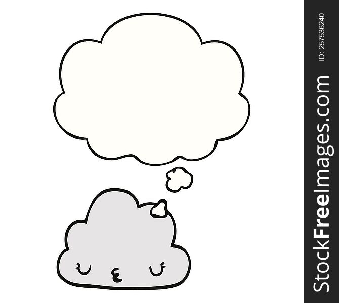 cute cartoon cloud with thought bubble. cute cartoon cloud with thought bubble
