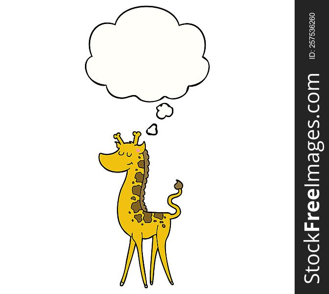 cartoon giraffe with thought bubble. cartoon giraffe with thought bubble