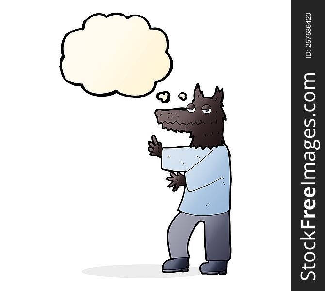 Cartoon Werewolf With Thought Bubble