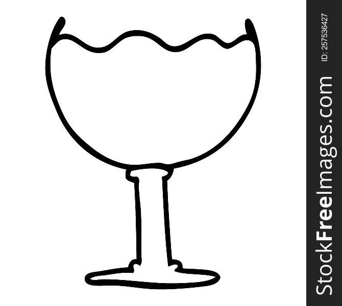 line drawing cartoon glass of wine
