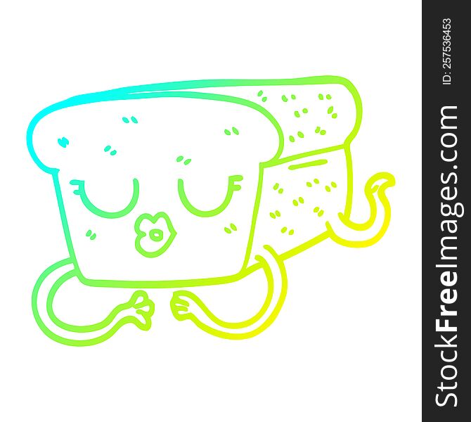 cold gradient line drawing of a cartoon loaf of bread