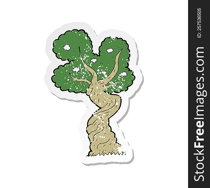 retro distressed sticker of a cartoon twisted old tree