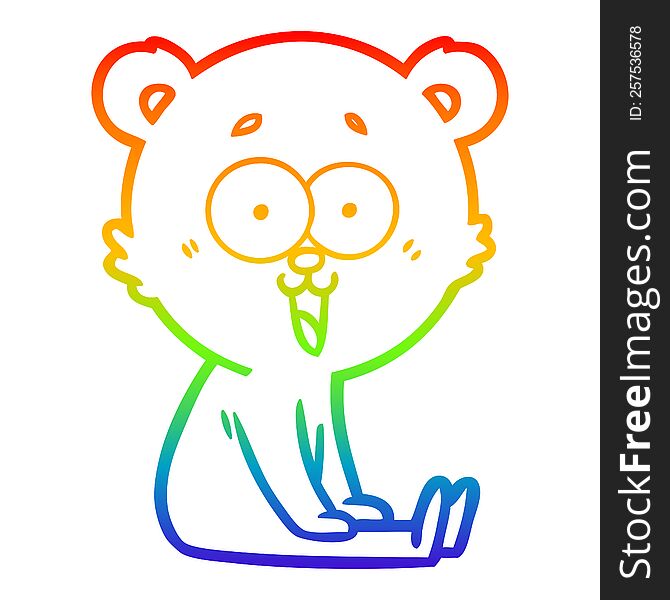 Rainbow Gradient Line Drawing Laughing Teddy  Bear Cartoon