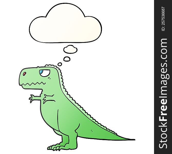 cartoon dinosaur with thought bubble in smooth gradient style